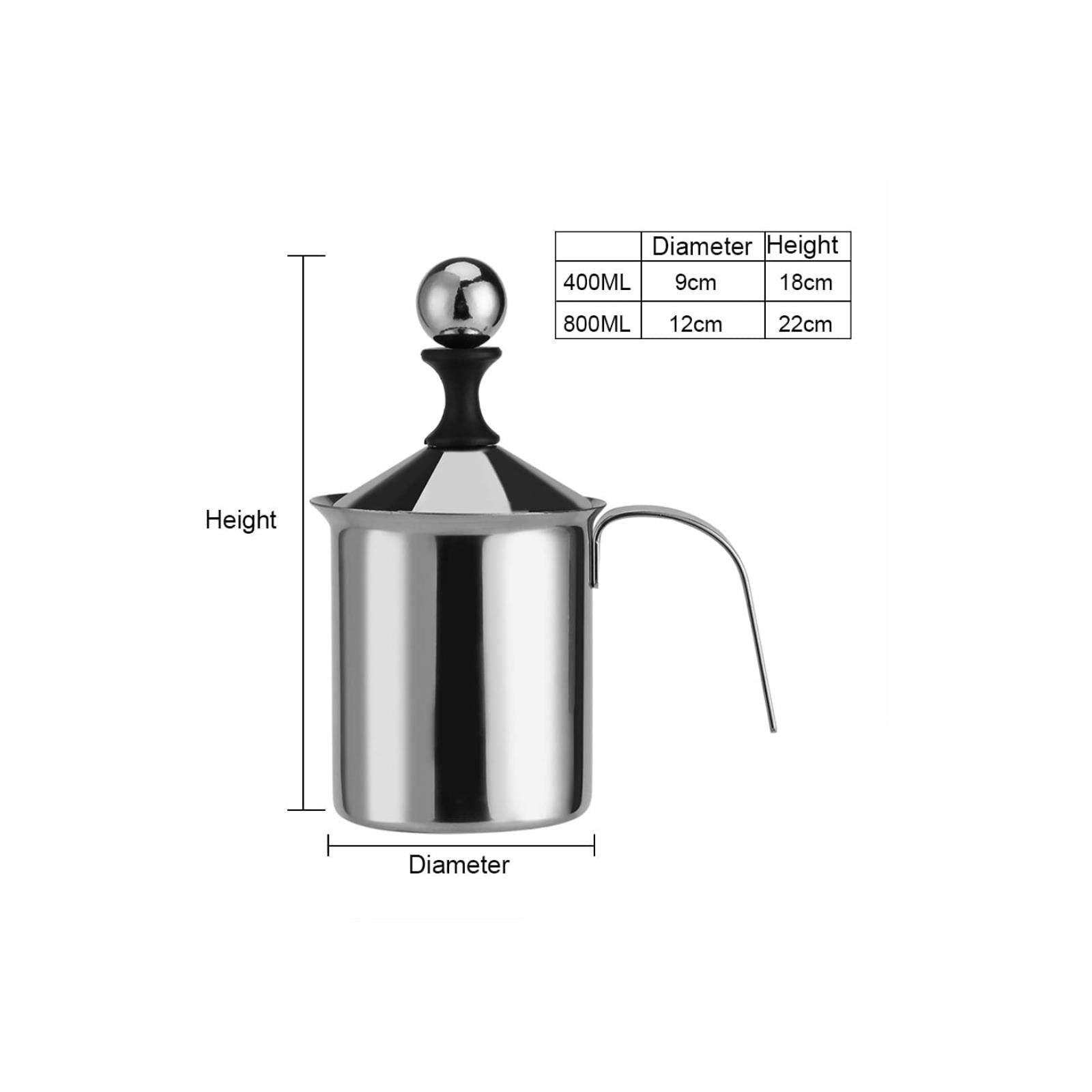 Espumador de Leche Manual Acero Inoxidable Doble Malla para Café Cappuccino 400ml