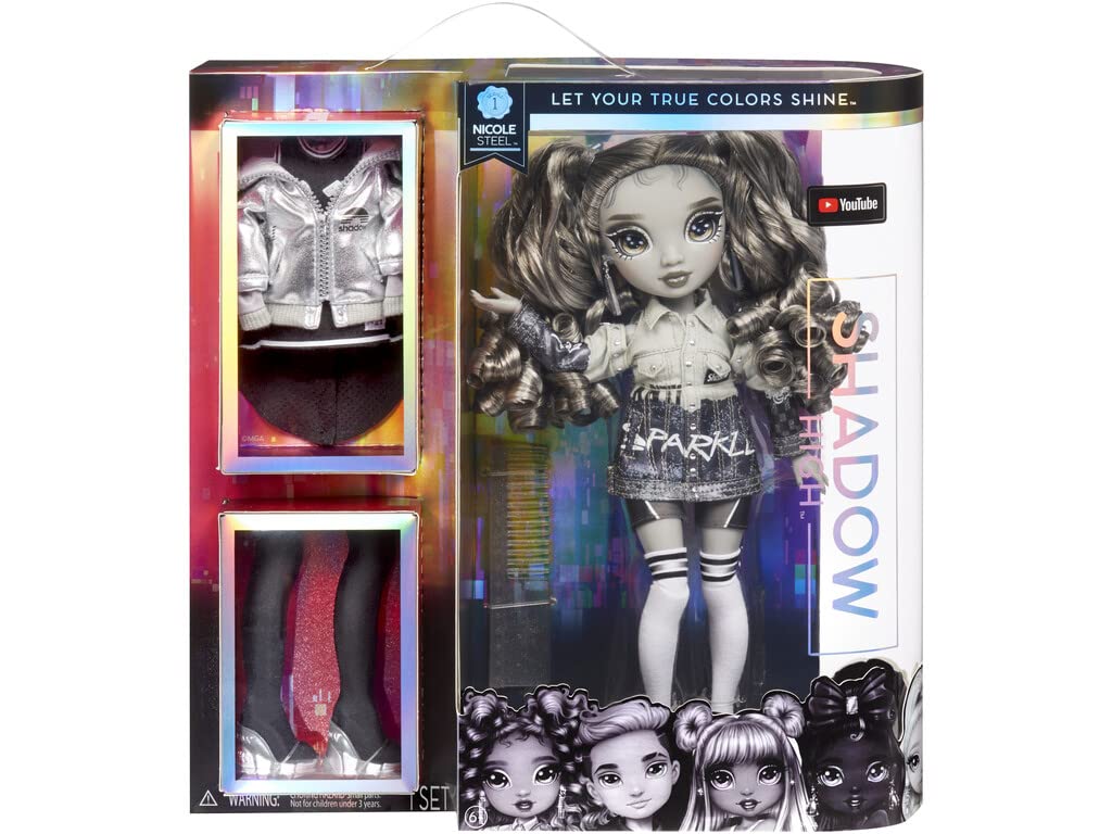 Muñeca de Moda Rainbow High Shadow High Nicole Steel Gris con Cabello Rizado y Atuendos de Diseñador para Niños a Partir de 6 Años