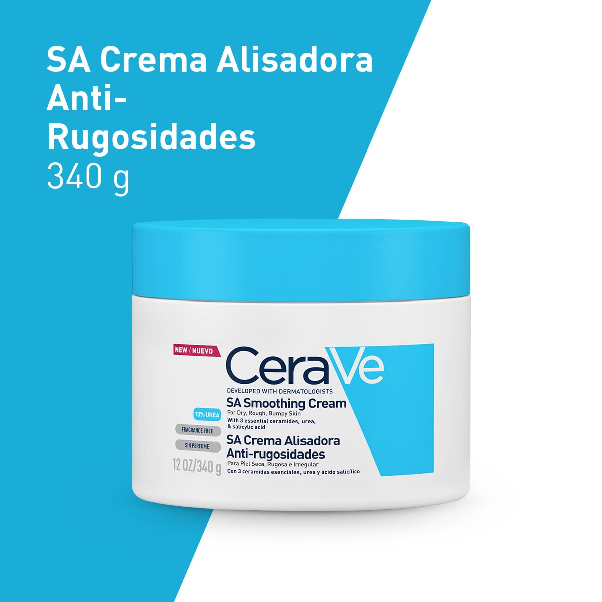 Cerave Sa Crema Alisadora Anti - Rugosidades |340Gr| Crema Exfoliante De Uso Corporal Para Piel Aspera Y Rugosa + Limpiadora Hidratante |237ml| Limpiador facial diario para piel seca