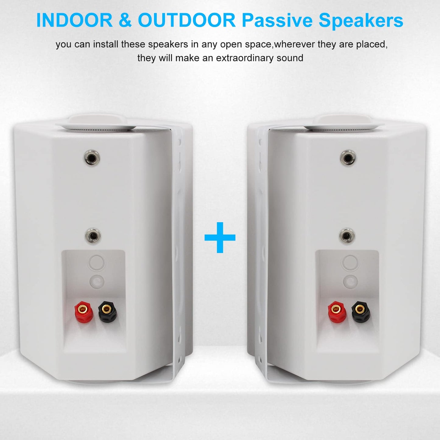 Herdio Altavoces 4 Pulgadas para Interiores y Exteriores, Resistentes al Agua, para terraza, Montaje en Pared, Altavoces, Blanco