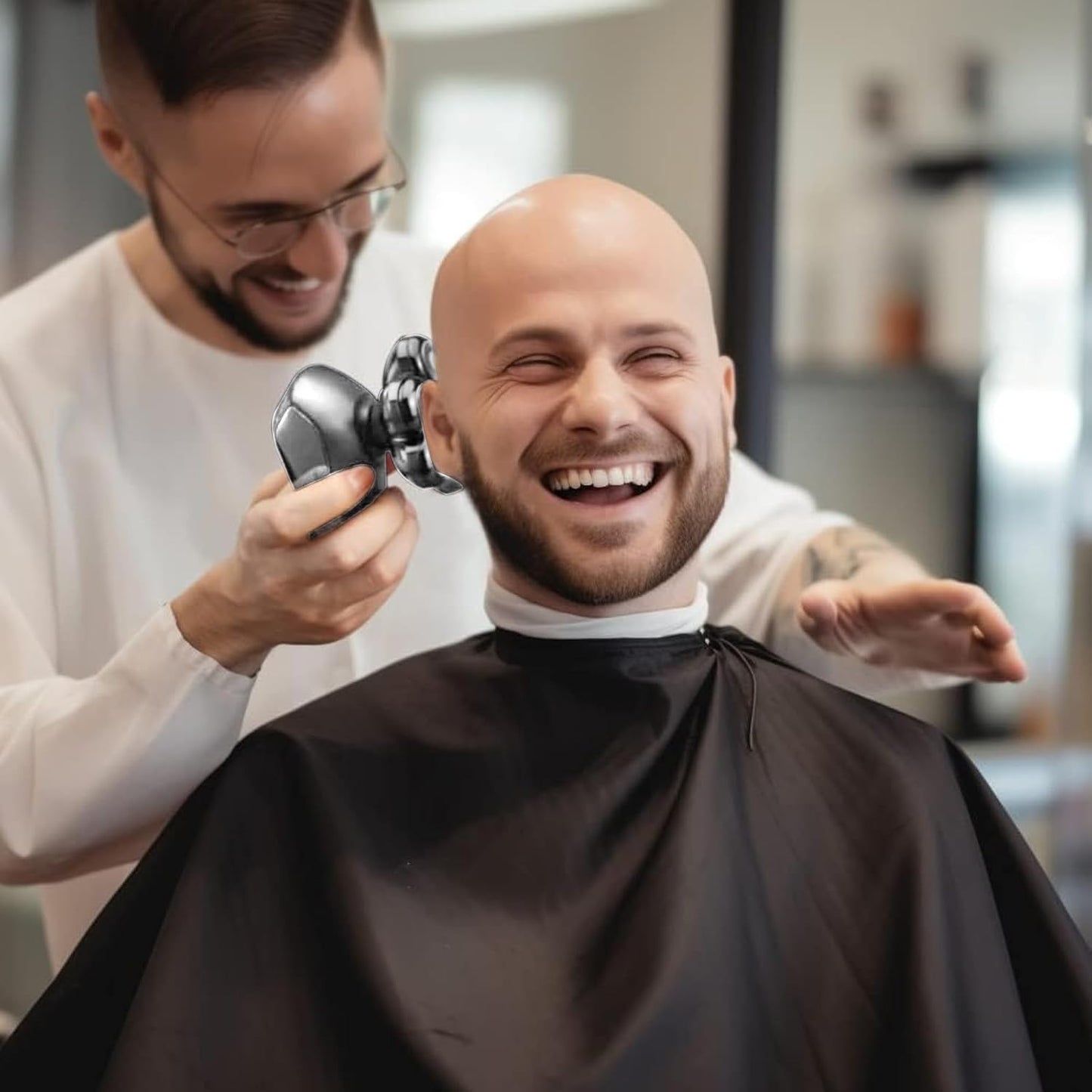 SHPAVVER - Afeitadoras de cabeza para hombres calvos: maquinilla de afeitar eléctrica 5 en 1 - IPX7 - Kit de afeitado impermeable para balder - Turbo velocidad y cuchillas de precisión (blanco plata)
