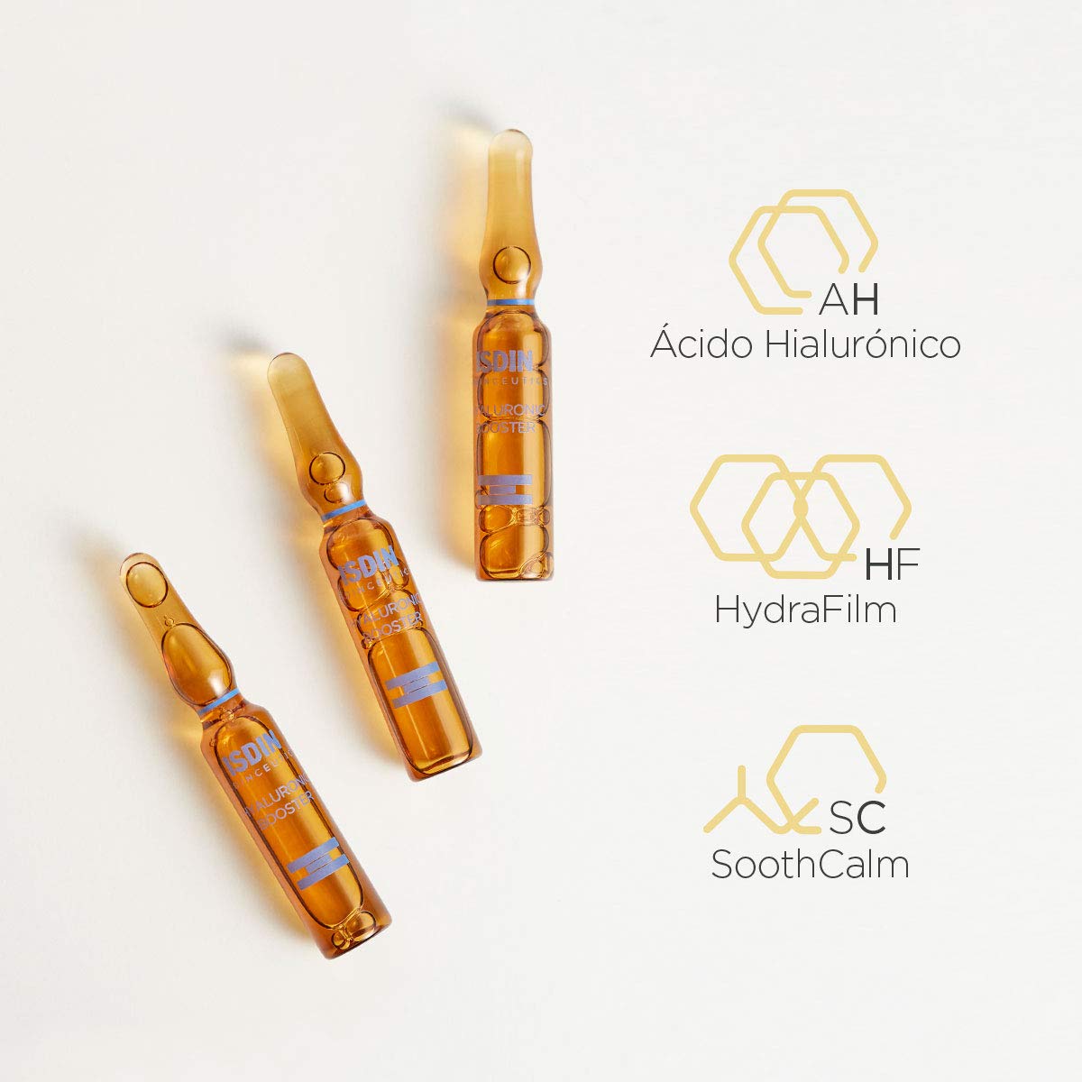 Isdinceutics Hyaluronic Booster, Sérum hidratante y calmante intensivo con ácido hialurónico, 5 ampolletas