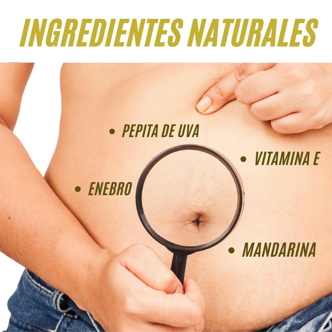 SKIN NATURAL - Aceite Corporal 250 ml - Previene, Atenua, y Disminuye, Estrías, Celulitis, Cicatrices, Imperfecciones e Impurezas - Oil 100% Natural, ideal para Embarazadas, Dietas, y Deportistas