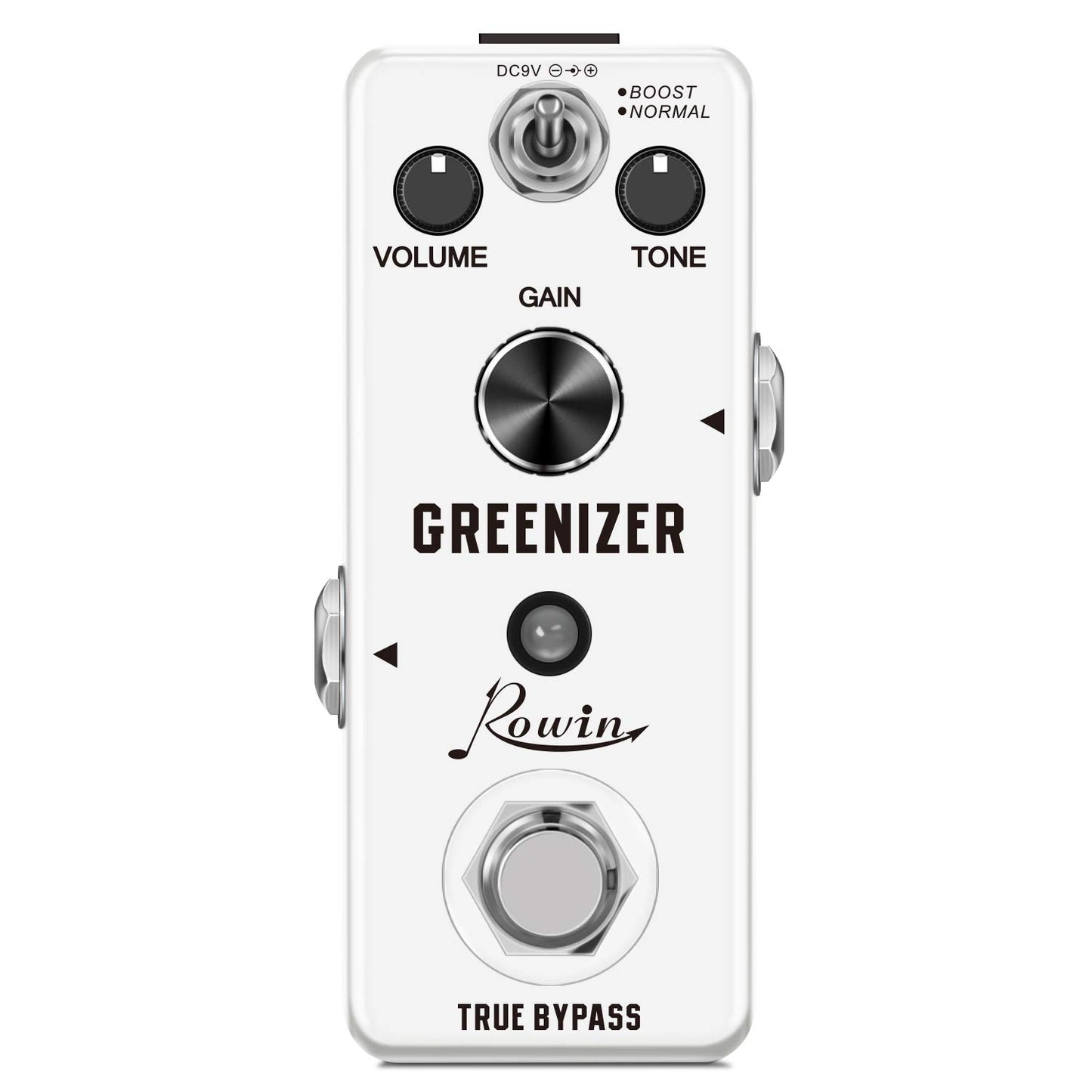 Rowin Overdrive Pedal de efecto guitarra Greenizer Mini pedal analógico tubo Scream Sound True Bypass DC 9V blanco LEF-323