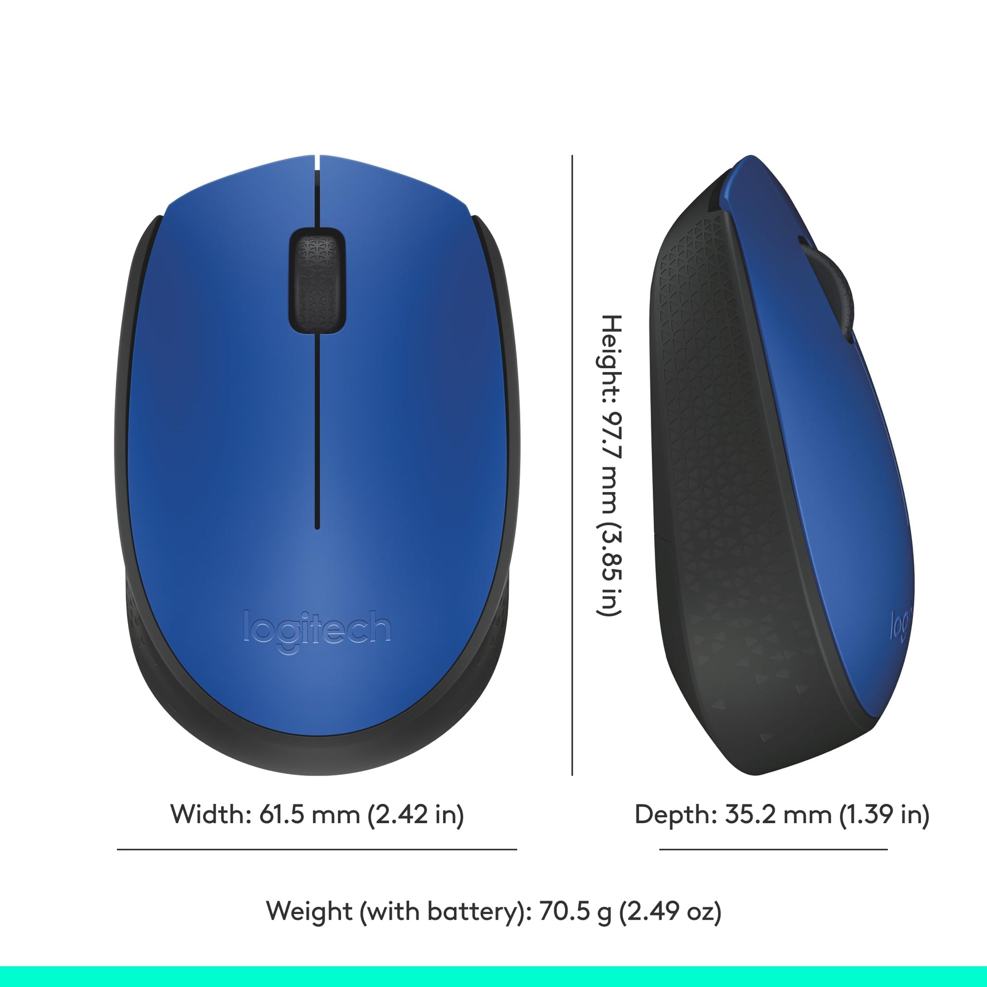 Logitech M170 Mouse Inalámbrico, con tecnología 2,4 GHZ, batería de hasta 12 Meses con modo ahorro, Receptor USB, Cursor y Desplazamiento Preciso, Compatible con Windows, Mac y Chrome - Azul