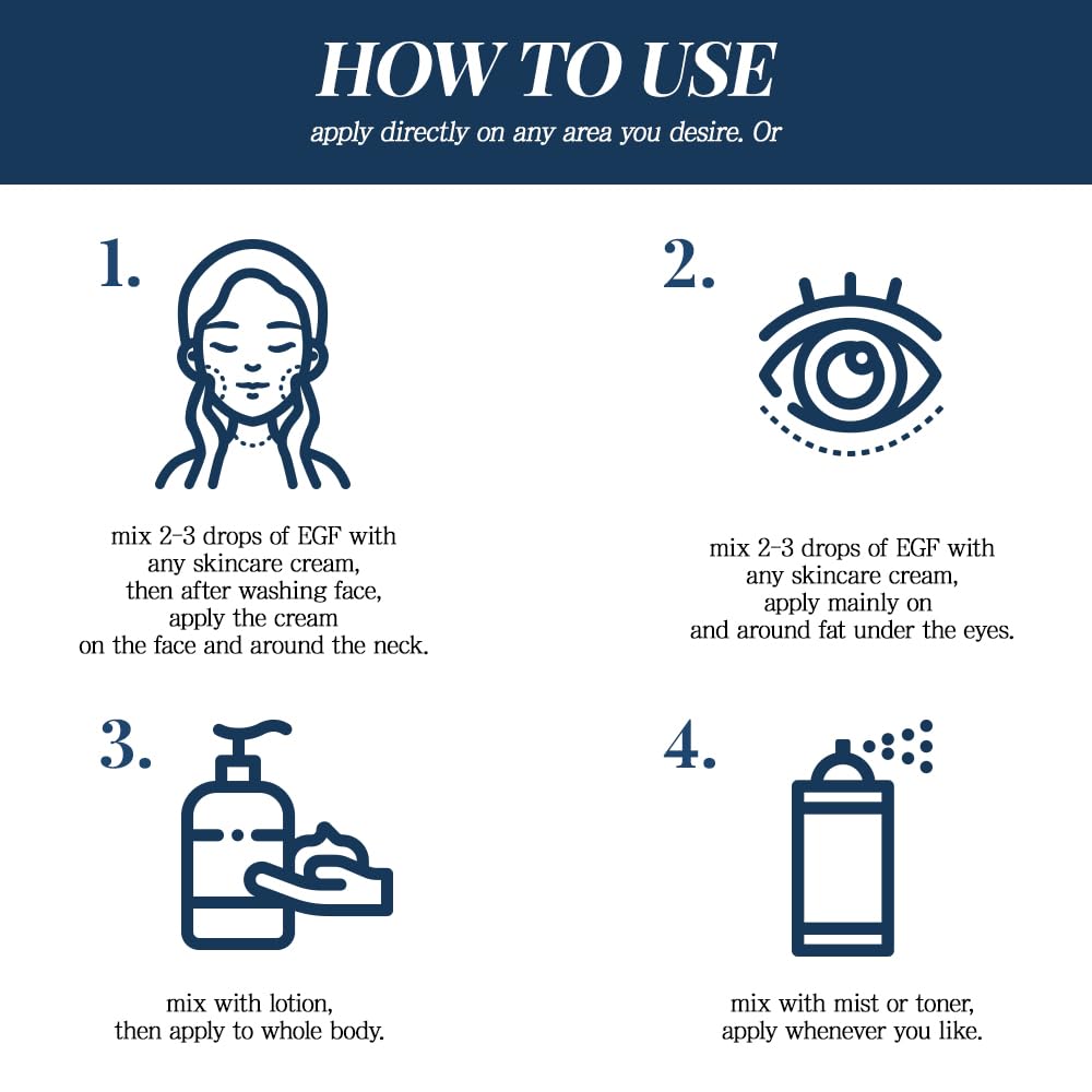 Suero EGF con factor de crecimiento epidérmico, 1,7 onzas líquidas/50 ml, ingredientes cosméticos para el suero facial, suero para la piel, factor de crecimiento EGF coreano, EGF, abundante después