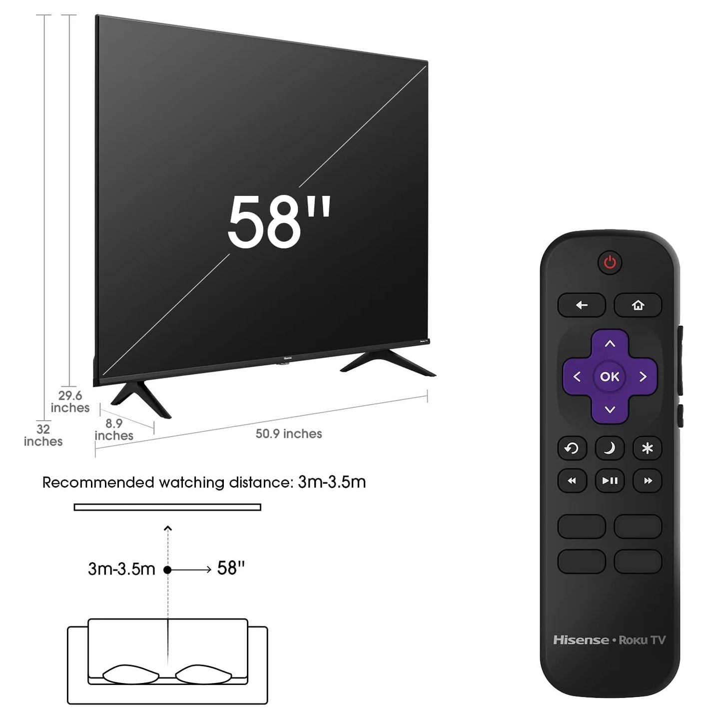 Televisión LED UHD 4K de 58 Pulgadas Hisense R6 LED HDR Wi-Fi con Modo de Juego Alexa y Google