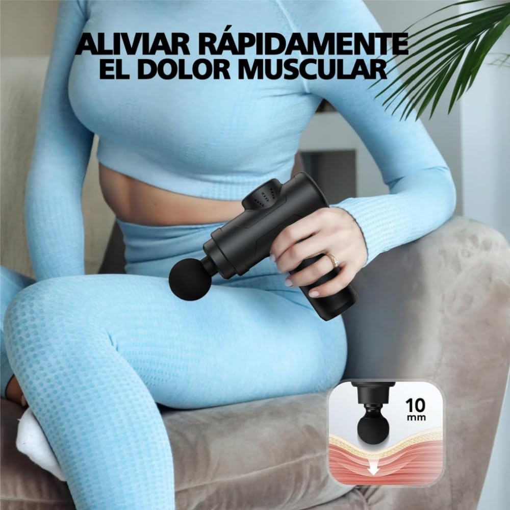 EDECOR Pistola de Masaje Muscular, 4 Cabezales Masajeador Portatil Muscular, Mini Masajeador de Tejido Profundo Ajustables Massage Gun Portátil de Masaje para Relajar Los Músculos Aliviar el Dolor