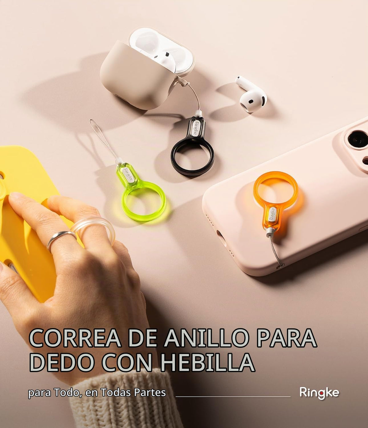 Correa Universal Ligera Ringke Matte Clear con Llavero para Teléfono Móvil, Cámara, USB y Accesorios Pequeños