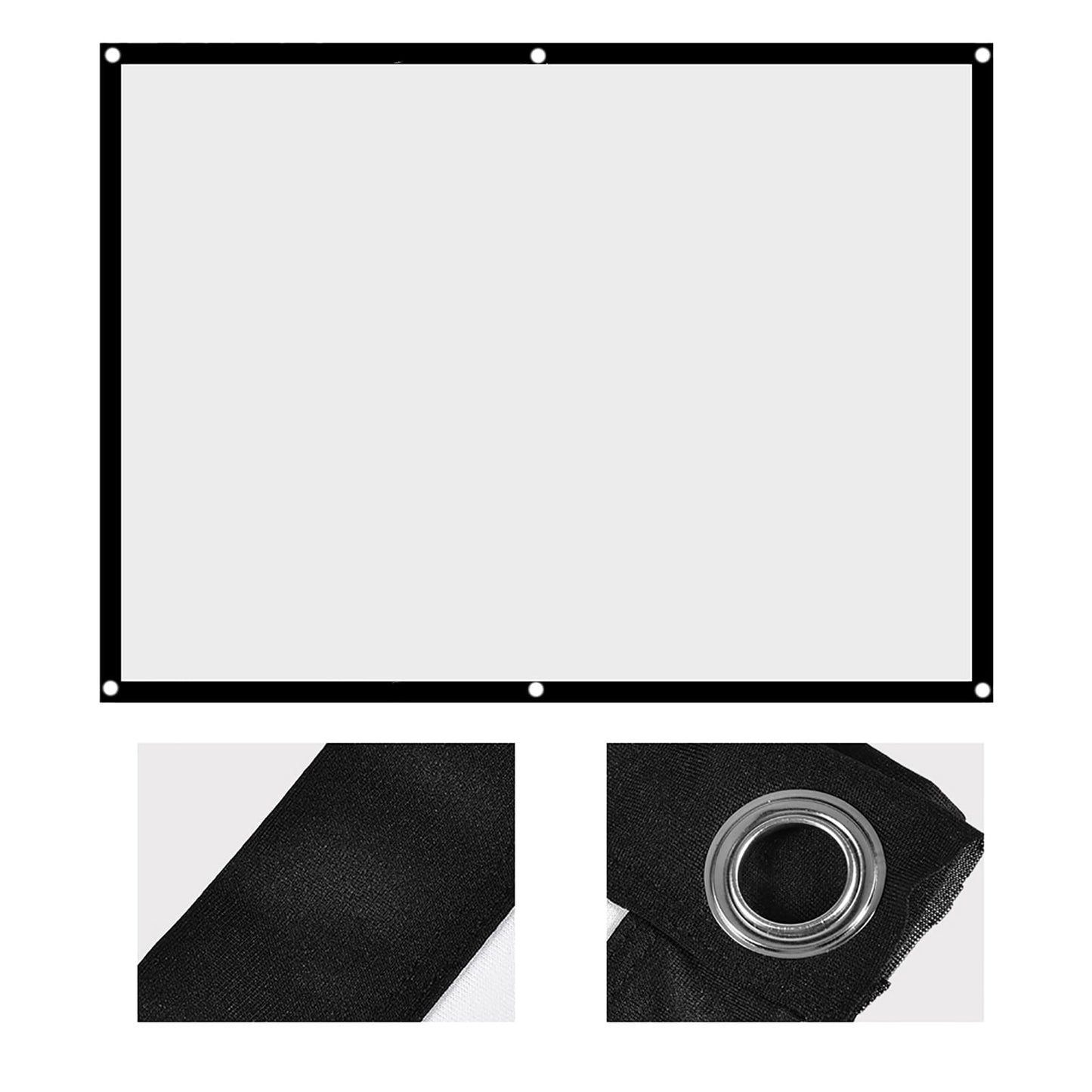 Eboxer 60/72 / 84/100'' Pantalla de proyección 16: 9, Pantalla de Proyección Plegable Portátil con Porde Negro y Orificios Colgantes para Cine en Casa y Cine Exterior Simple(72inch)