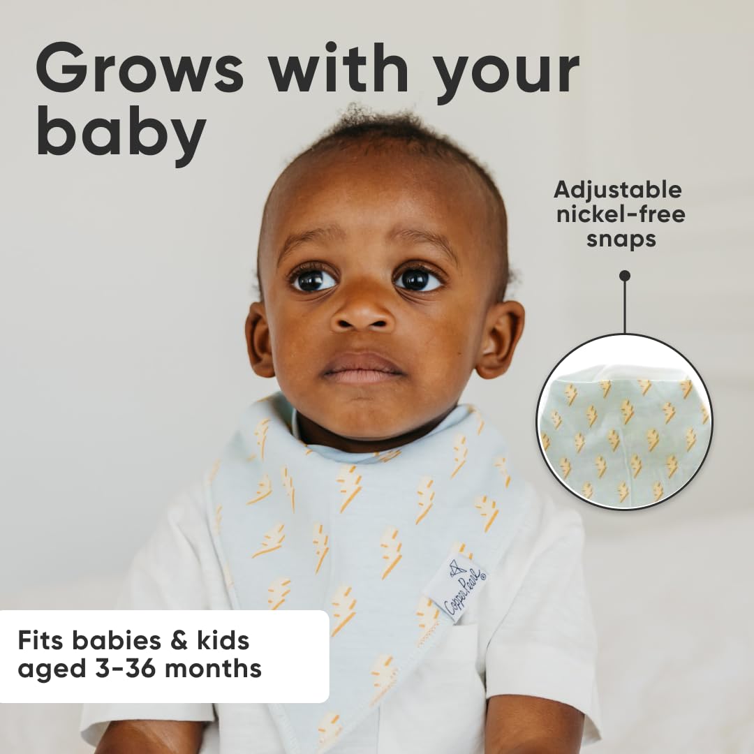 Copper Pearl - Paquete de 4 baberos de algodón suave para babeo y dentición, baberos absorbentes para bebés y niños, ajustables para adaptarse a recién nacidos a niños pequeños, toneladas de estilos