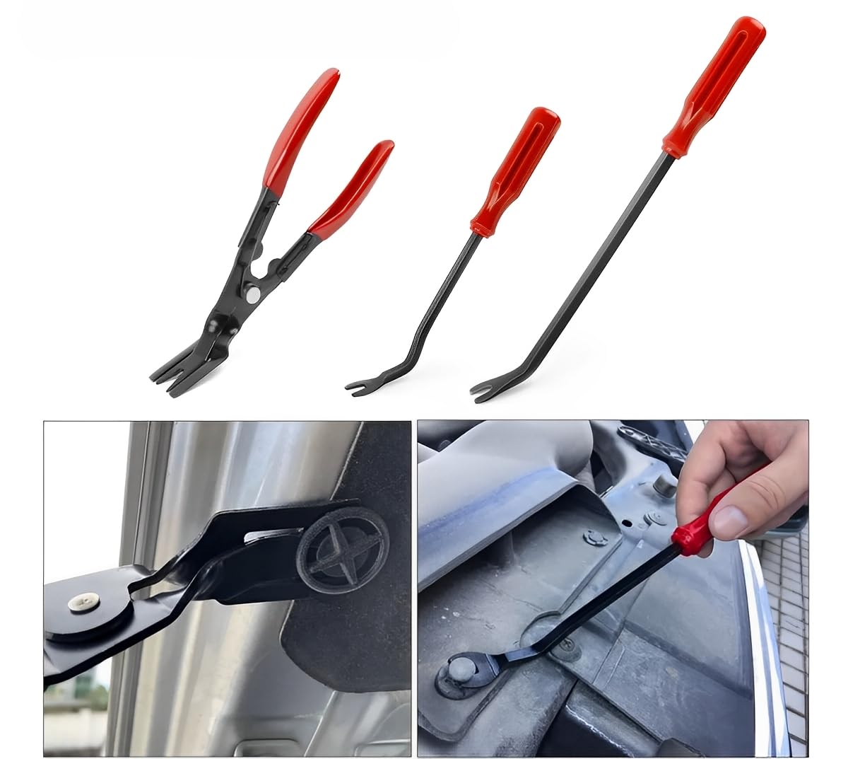 Kit Herramientas Desmontaje Molduras Tablero Auto Faros Audio Radio Estéreo Reparación y Eliminación de Tapicería de Coche Pinzas de Clip Automático Paneles de Automóviles Recorte | 19pzs