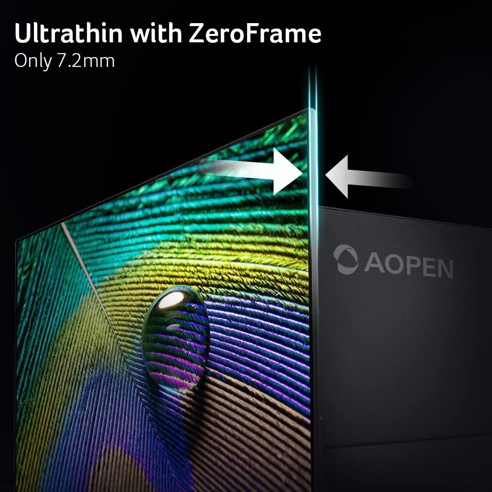 Monitor VA AOPEN 23.8 Pulgadas Full HD Ultra Delgado ZeroFrame AMD FreeSync 75Hz para Hogar u Oficina