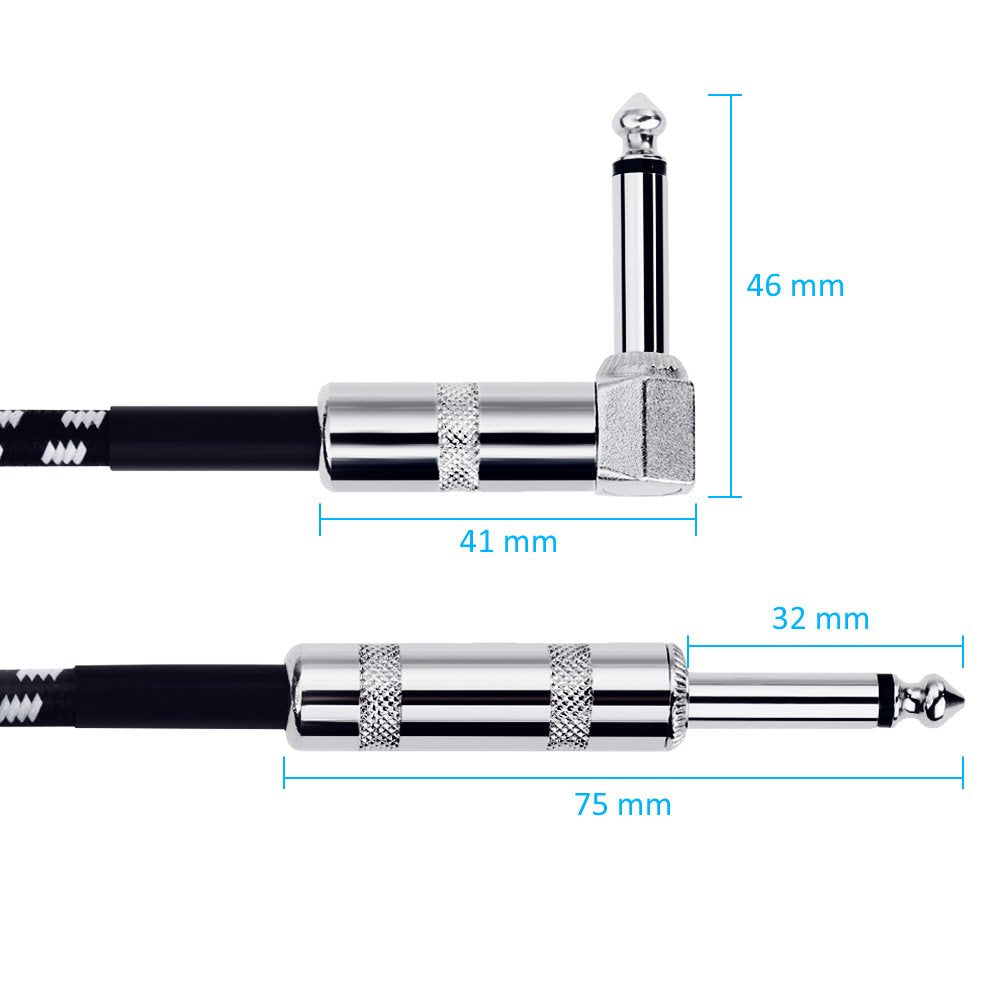 Anpro Cable Guitarra Electrica, Cable para Instrumentos 6.3mm 3M, Lead Balanceado Audio Estéreo 1/4 Pulgadas Macho 6.3 Jack, Cable para Bajo Electrico, Teclado, Mezclador de Forma L