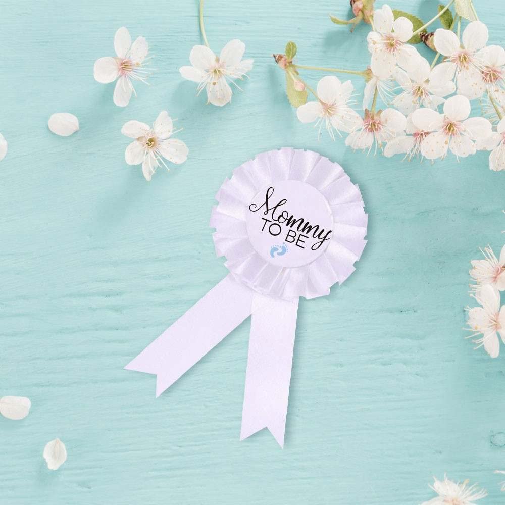 CoolerthingsDG, Pin de Placa de Hojalata para Papá y Mamá para Baby Shower y Revelación de Género, Regalo para Bebé, Niño, Botón de Roseta Blanca, Celebración del Bebé, Set de 2 Pines