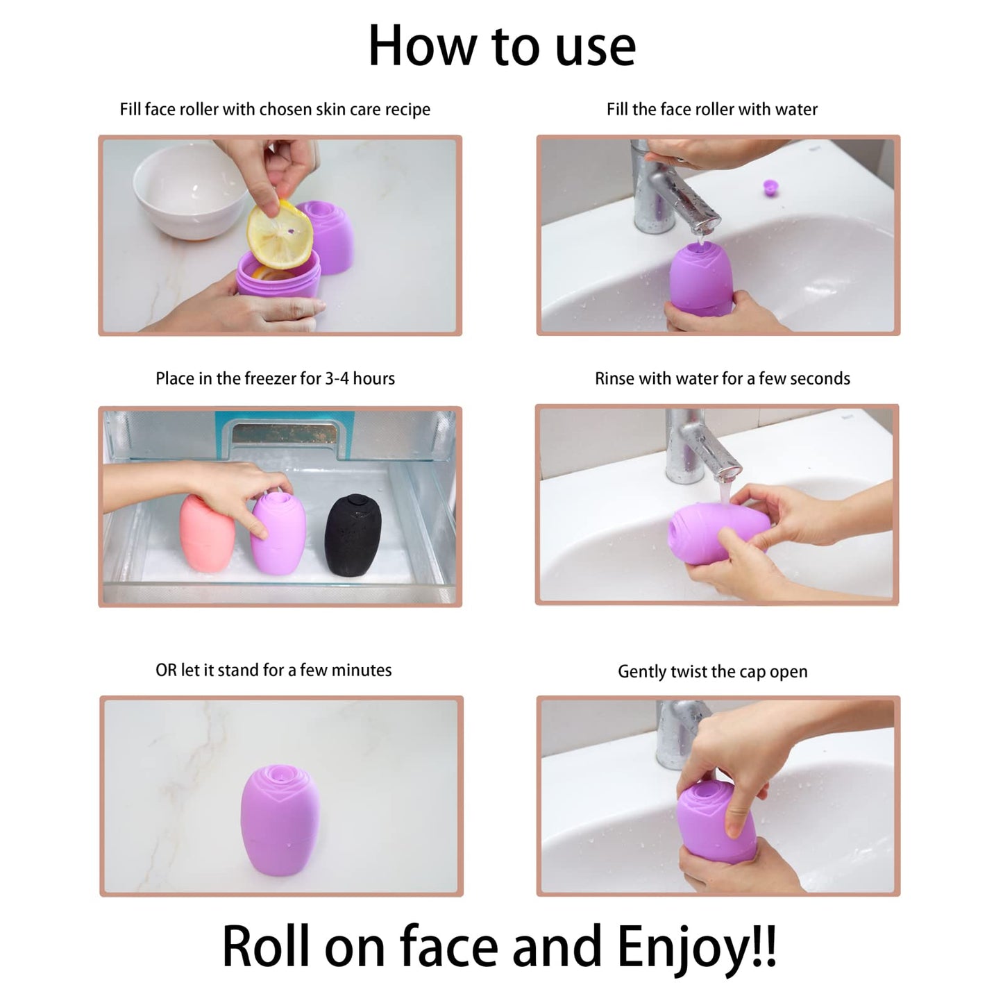 Evmliy Rodillo de Hielo para La Cara, Rodillo de Hielo de Silicona Molde de Hielo Facial para Iluminar La Piel Mejorando El Brillo Natural, Rodillo de Hielo Reutilizable para Aliviar La Hinchazón de L