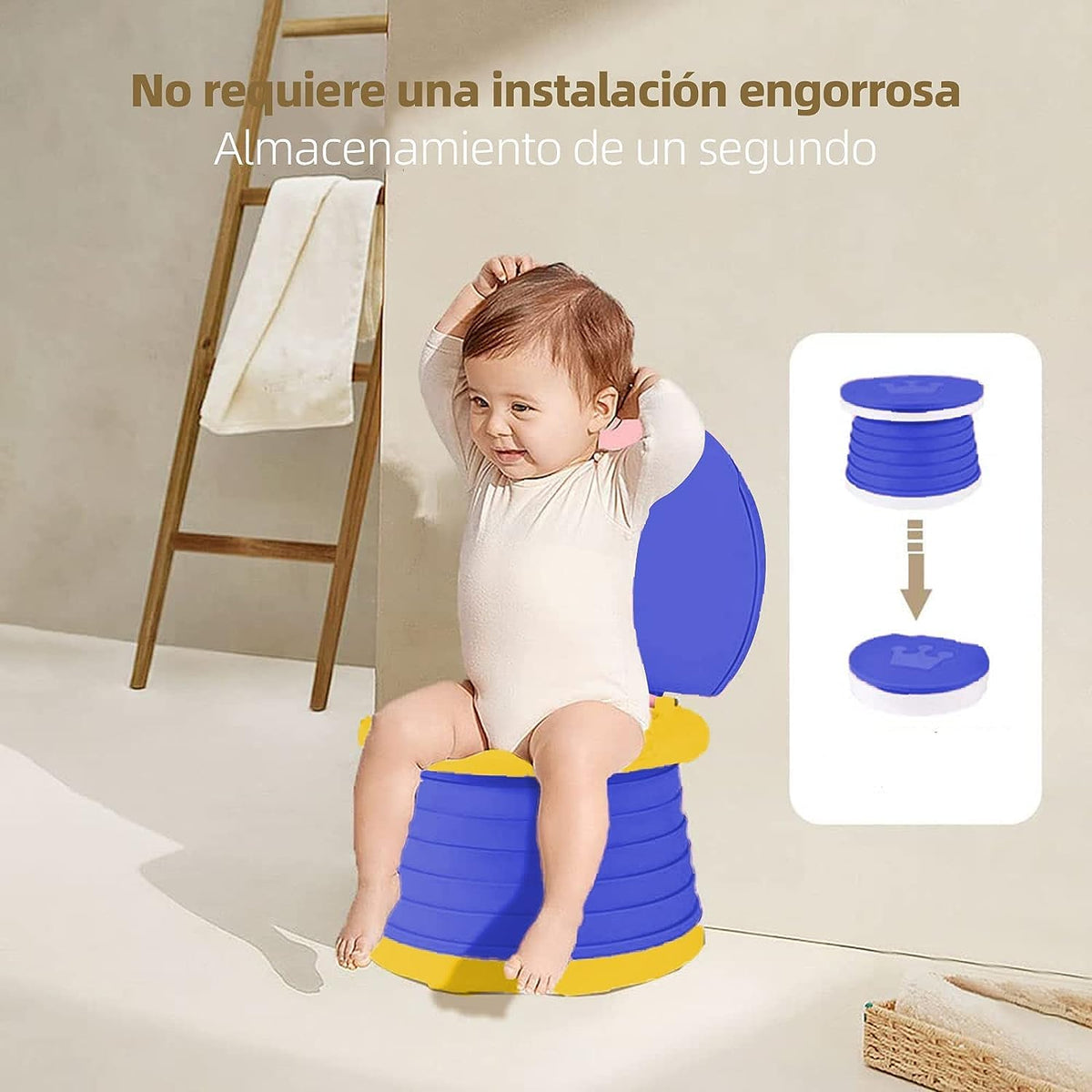 Peiono Baño Portátil para Niños, Orinal de Viaje Plegable Para Ninos(azul)