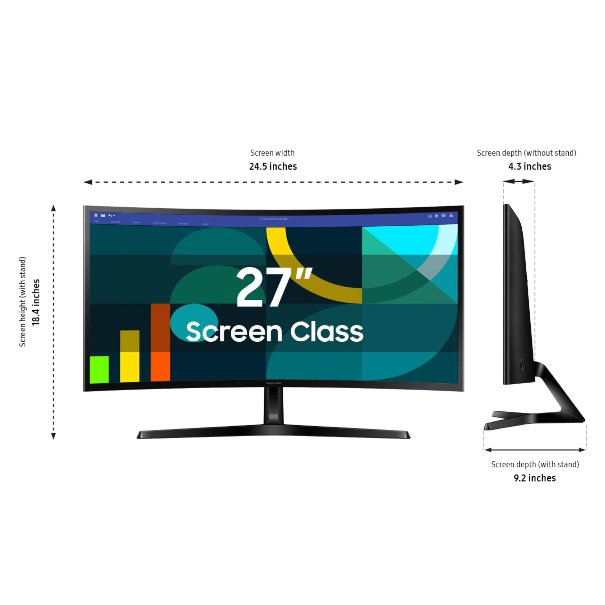 Samsung - Monitor de computadora Curvo FHD 1800R de 27 Pulgadas Essential S3 (S36GD) Series FHD 1800R, 100Hz, Modo de Juego, Comodidad Ocular Avanzada, Puertos HDMI y D-Sub, LS27D366GANXZA, 2024