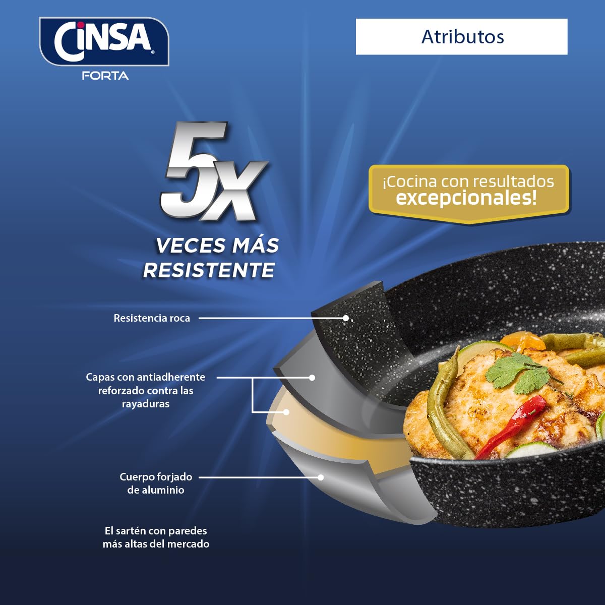 Cinsa Bateria de cocina Forta Roca 5 piezas de Aluminio Forjado (Bateria 5 piezas)