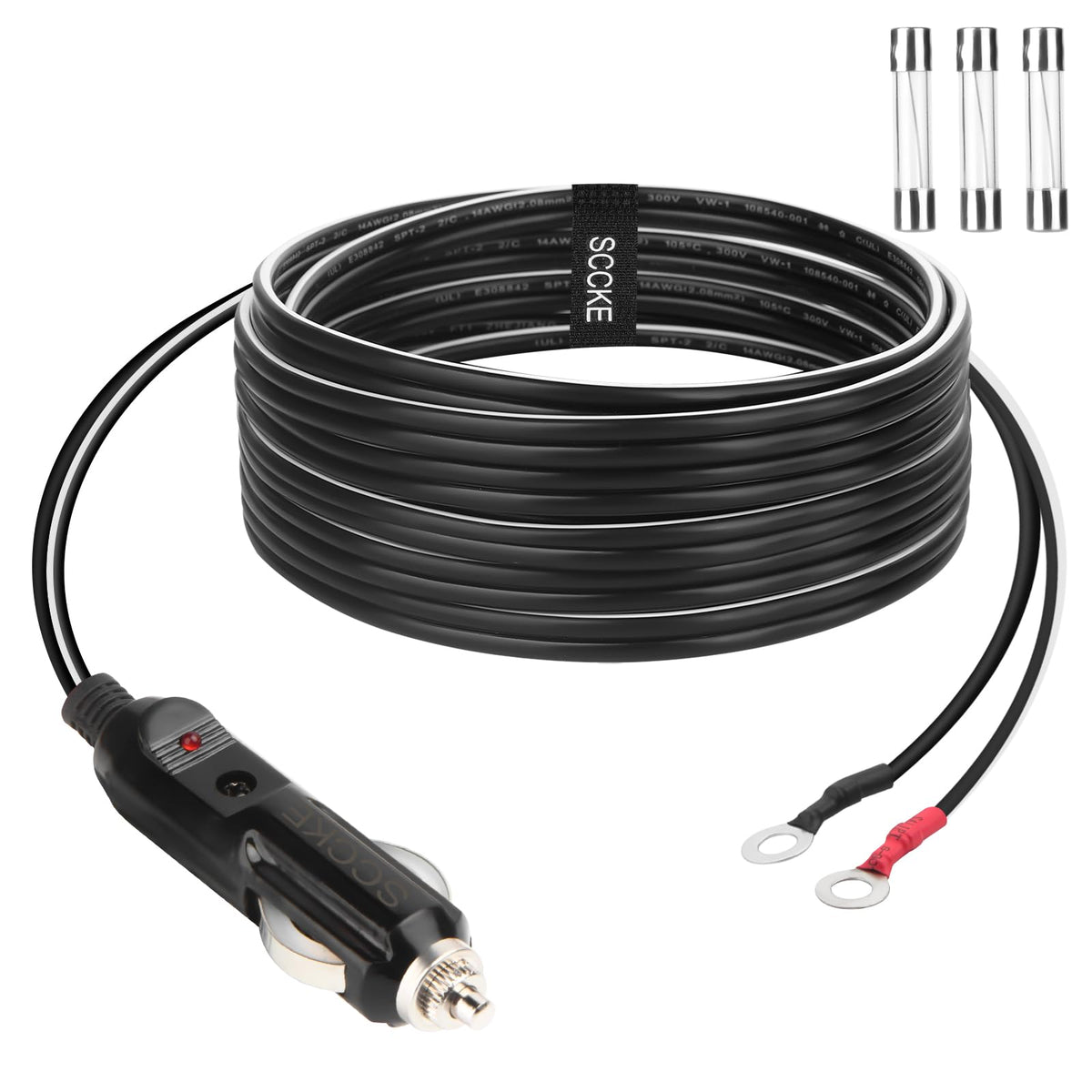 Cable Adaptador de Alimentación SCCKE Negro de Alta Resistencia 14 AWG 20 A para Inversor de Coche y Bricolaje