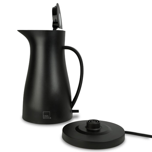 CASA LITUS Tetera Eléctrica Interior de Acero Inoxidable (1 L.), Jarra para Hervir Agua de Diseño Innovador, Hierve Agua en Menos de 5 Minutos, Sistema de Apagado Automático y Luz LED, para Café o Té