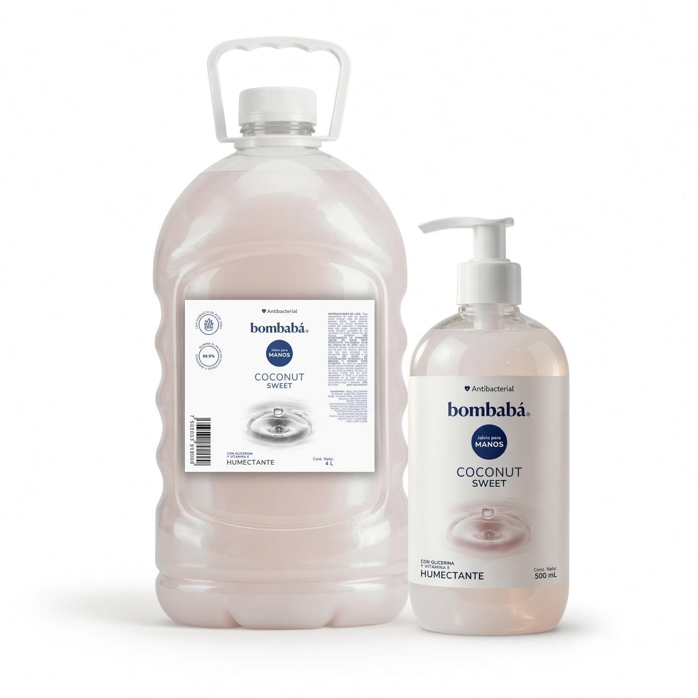 Bombabá - Jabón Líquido Manos Premium Bombabá Kit 4.5 Lt Con Dosificador - Fórmula Suave Para Lavado Frecuente - Para Baño, Cocina, Oficina y Negocio (Coconut)