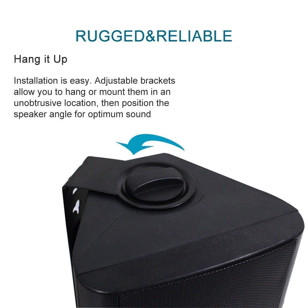 Herdio Altavoces 4 Pulgadas para Interiores y Exteriores, Resistentes al Agua, para terraza, Montaje en Pared, Altavoces, Negro