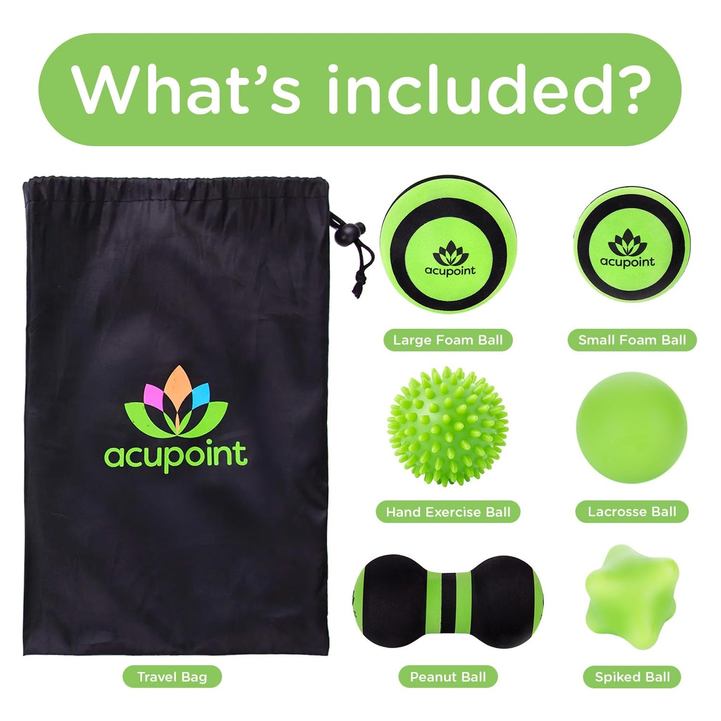 Juego de Bolas de Masaje Acupoint Verde para Liberación Miofascial y Terapia Física