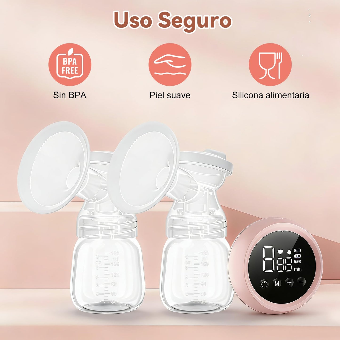 Doble Extractor de Leche Eléctrico Antirretorno, 4 Modos y 9 Niveles