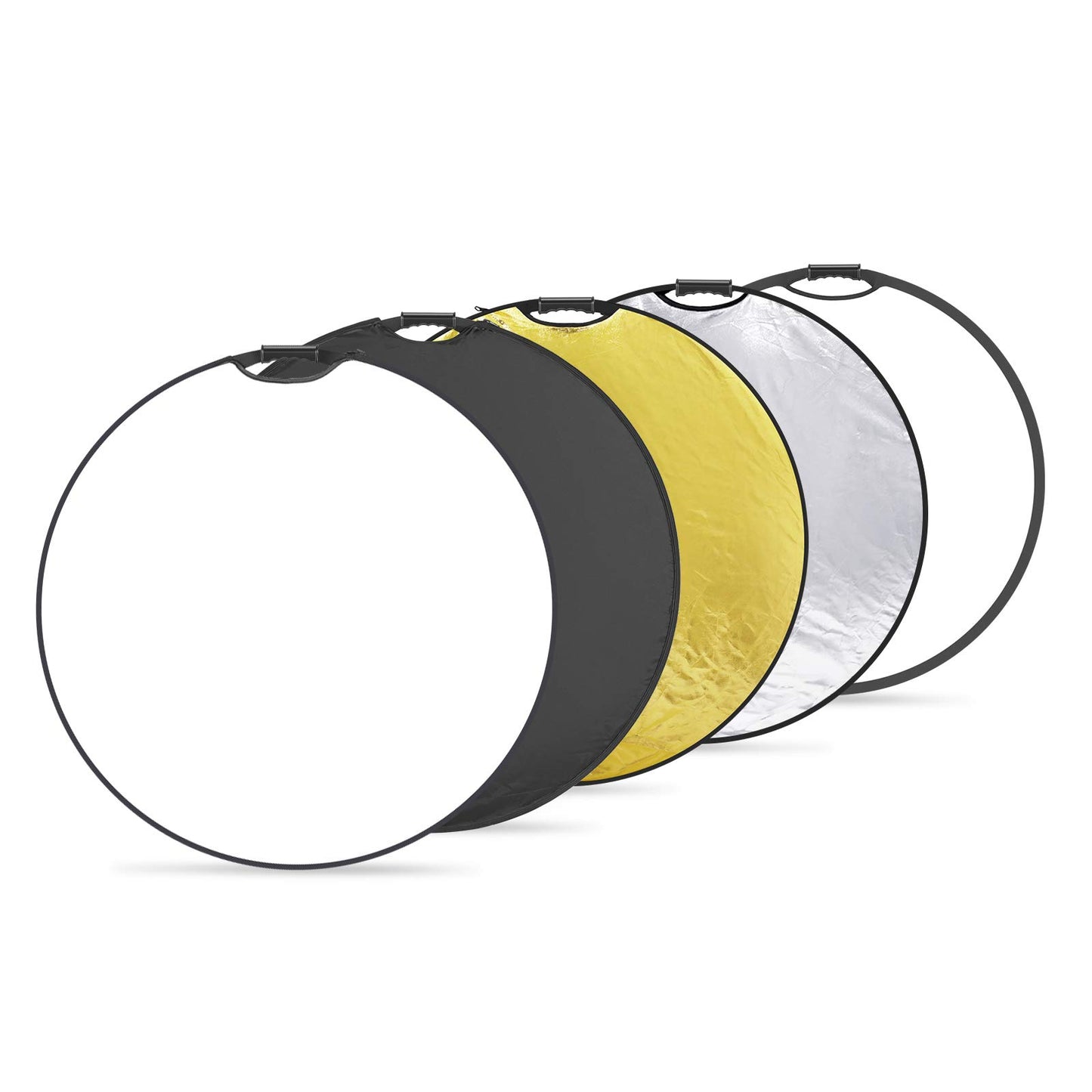 NEEWER 5-en-1 Reflector Luz Redondo Portátil 110CM Plegable Multidisco con Una Sola Empuñadura y Bolsa para Iluminación de Fotografía Estudio e Iluminación Exterior-Oro/Plata/Blanco/Negro/Translúcido