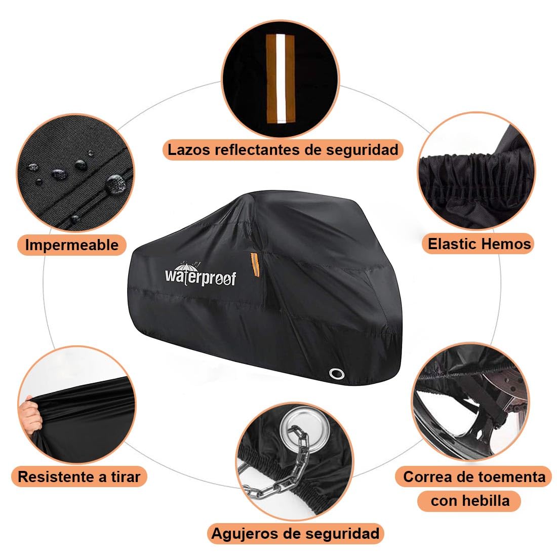 Cubierta de Motocicleta,funda moto para Todas las Estaciones,Protección al Aire Libre a Prueba de Agua y Solar,con Bolsa Almacenamiento,Apto para Vehículos Motocicleta hasta 105"