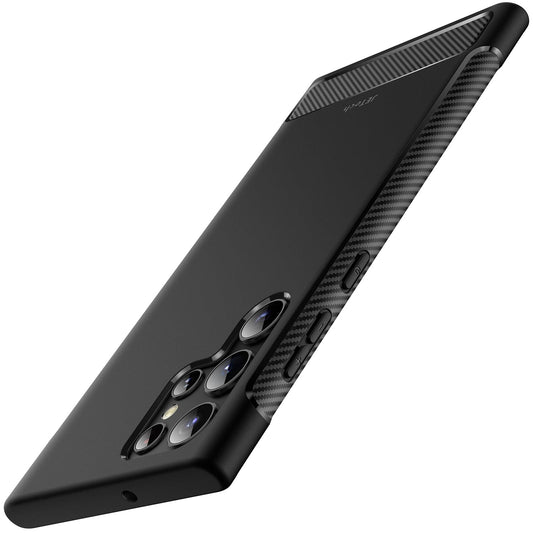 JETech Funda Fina para Samsung Galaxy S22 Ultra 5G 6,8 Pulgadas, Carcasa Delgada Teléfono con Choque-Absorción y Diseñado con Fibra de Carbono (Negro)