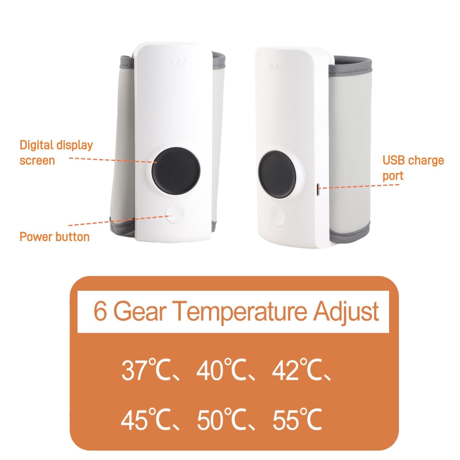 GLOGLOW Bolsa Calentadora de Biberones, Temperatura de la 6 marcha, Carga USB Bolsa térmica de biberón para viajes en coche compras Uso nocturno