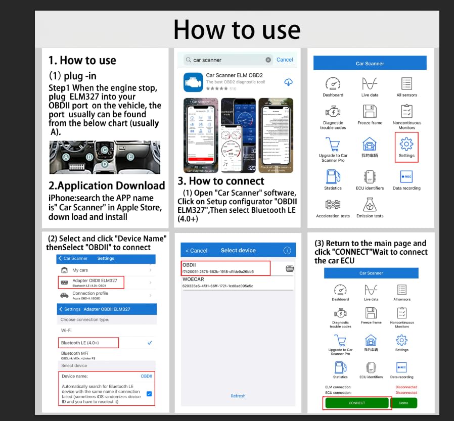 Escáner Automotriz Slzhds Bluetooth v2.1 Compatible ELM327 para Android Windows
