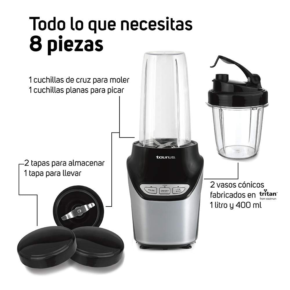 Procesador de Alimentos Taurus Natural Green 600 W Tritan Versátil y Potente