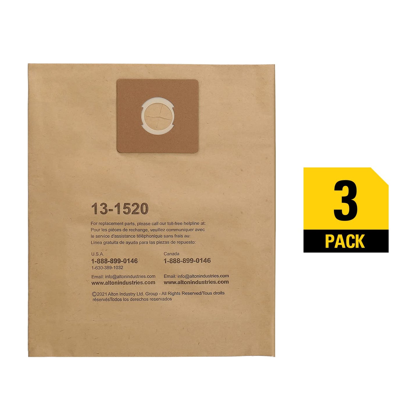 Bolsa de Filtro Desechable Stanley 13-1520 para Aspiradoras Húmedas o Secas de 10 Galones, Paquete de 3