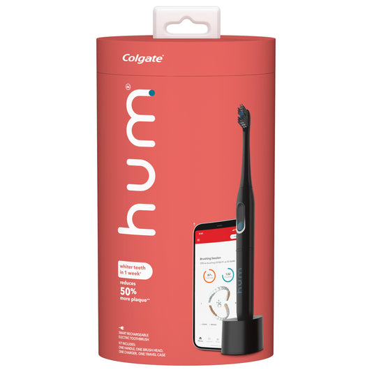 hum by Colgate Smart - Kit de cepillo para polvo de dientes eléctrico recargable, negro, unisex, para adultos