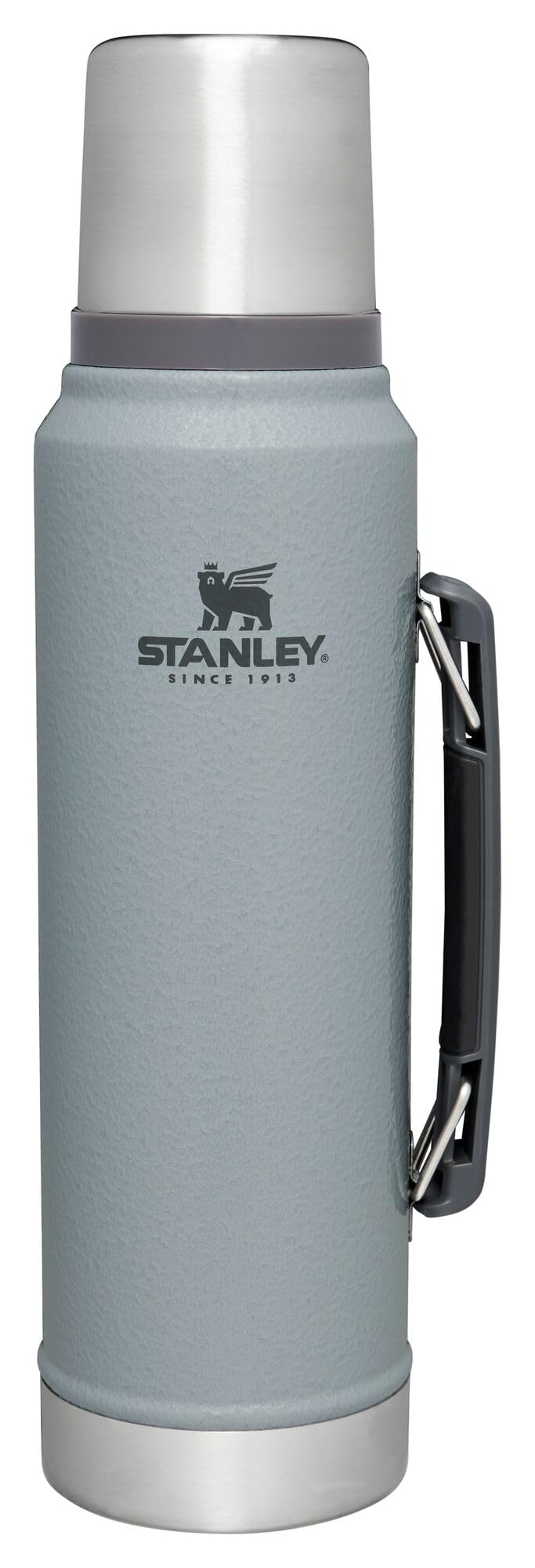 Botella Stanley Classic Plateada Martillo Aislada de Acero Inoxidable para Bebidas Frías y Calientes
