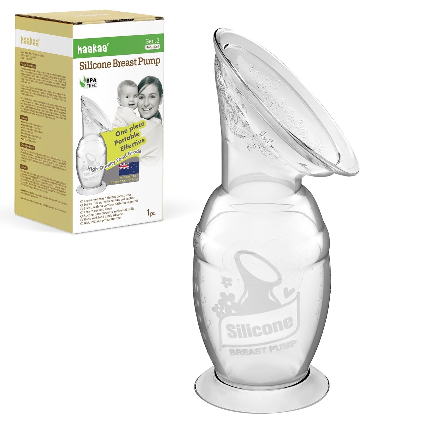 haakaa Gen.2 - Extractor de leche manual (100 ml/4 onzas)