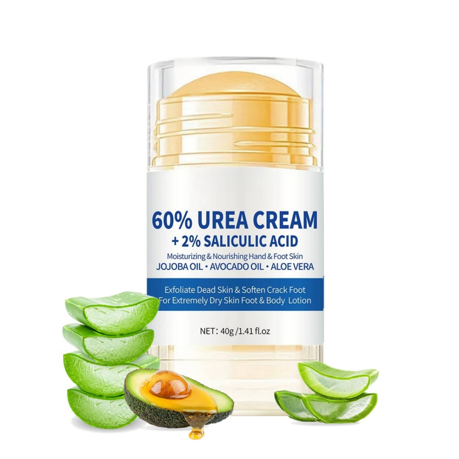 Crema Hidratante con Urea 60 para Pies, Manos y Codos - Exfoliante para Piel Seca, Agrietada y Callosidades (40g)