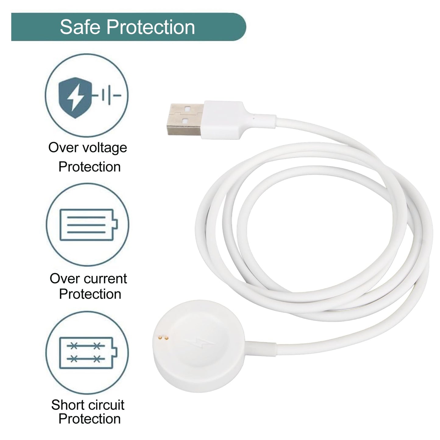 Cable de Carga Magnético para Smartwatch Gen 6 5E, 5 Carlyle, 5 Julianna, Gen 4 Explorist HR, Access Gen 5 Lexington, VaporX, Vapor2, etc. (WHITE)