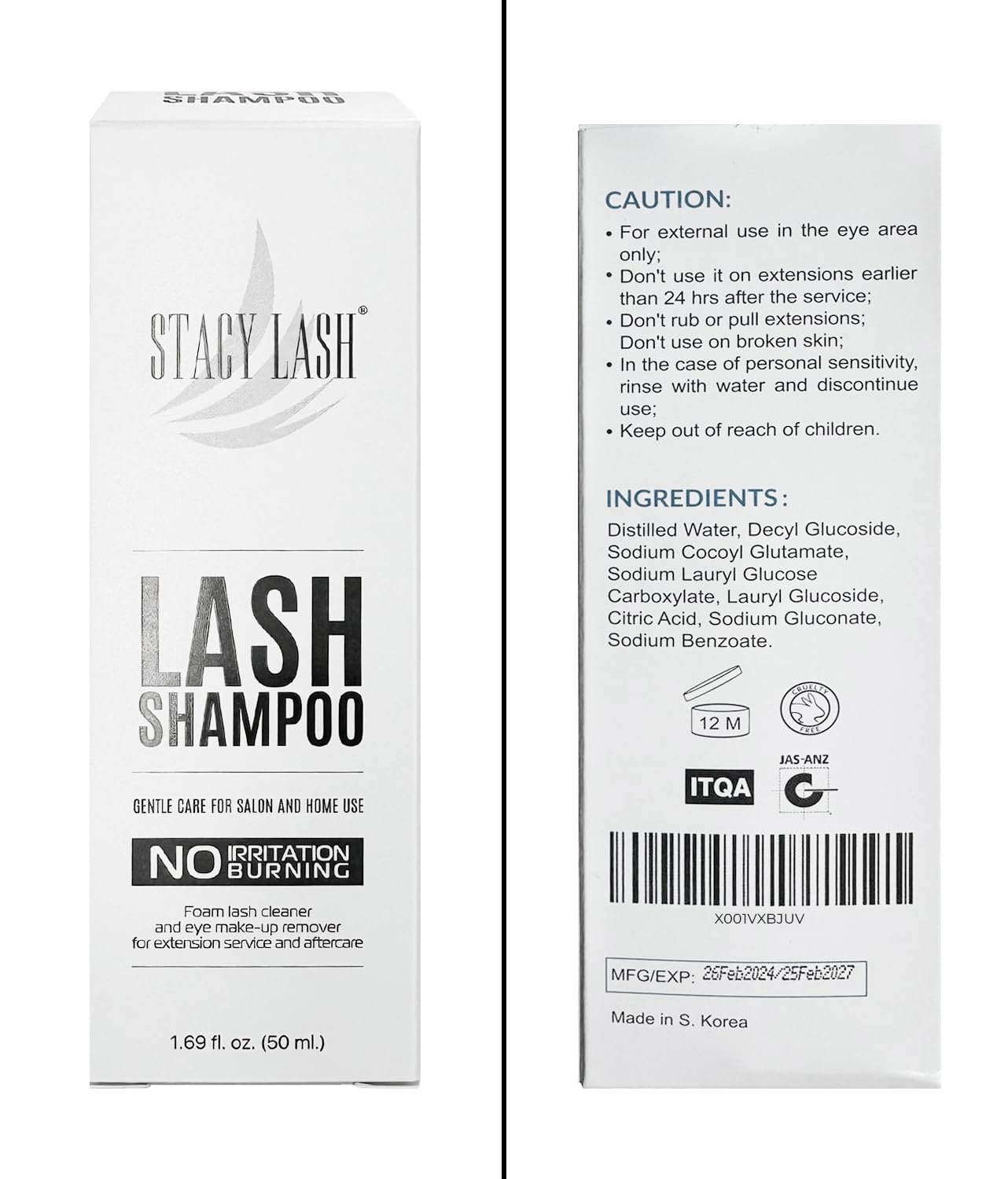 Stacy Lash Shampoo de Pestañas 50 ml con Cepillo - Sin Irritación - Sin Aceite - Hecho en USA