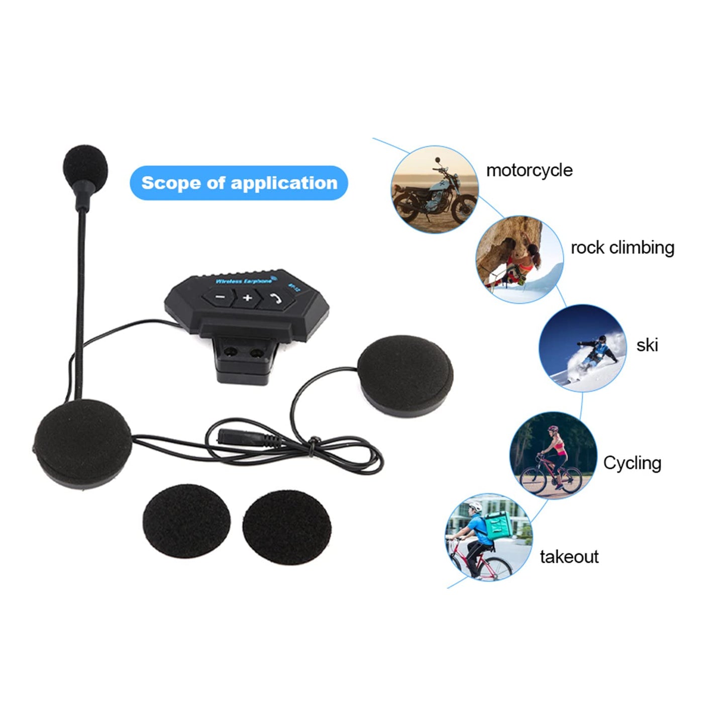 KIMISS Helmet Headphone, 1 par de Casco de Motocicleta BT Headset Auriculares Altavoces Soporte para Llamadas Manos Libres, Mensaje de Voz, Calidad de Sonido Genial