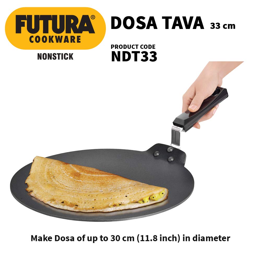 Hawkins Futura - Dosa Tava antiadherente (diámetro 33 cm), grosor 4,88 mm (negro) NDT33