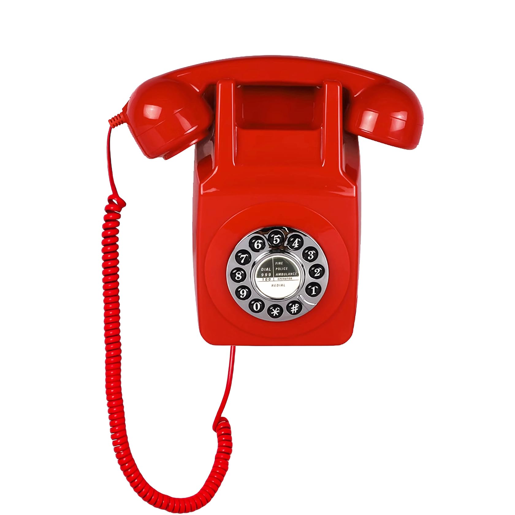 Teléfono de pared, teléfono fijo con cable para el hogar, teléfono retro montado en la pared, teléfonos antiguos de moda de los años 1960, teléfono analógico de línea única con timbre fuerte para