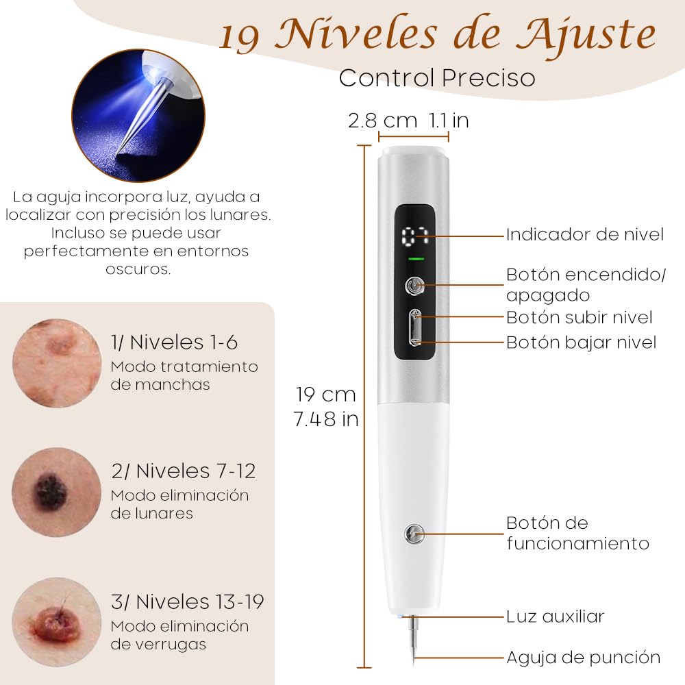 Plasma Pen, 15 Niveles de Ajuste, Con luz LED