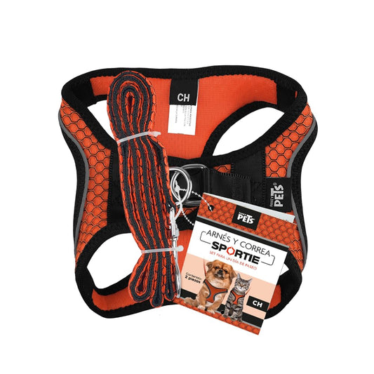 Set Arnés y Correa Fancy Pets Naranja Sportie para Perro Chico