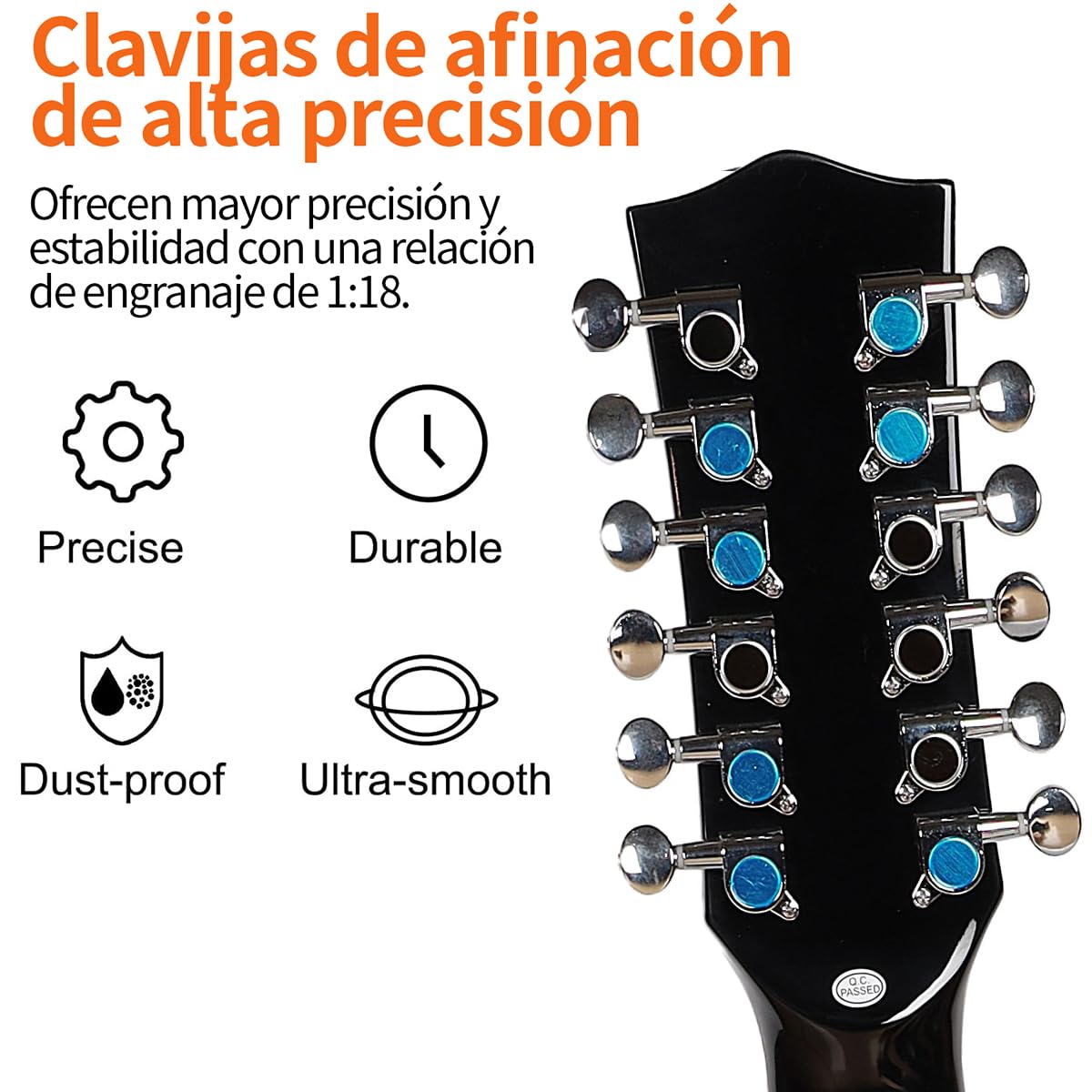 Jidyous Dreadnought Docerola 4/4 Guitarra Electroacústica 12 cuerdas con octavado, con Funda Acolchada, afinadores, Correas,cuerdas, paletas, capó, cable para guitarra, soul, para Principiantes