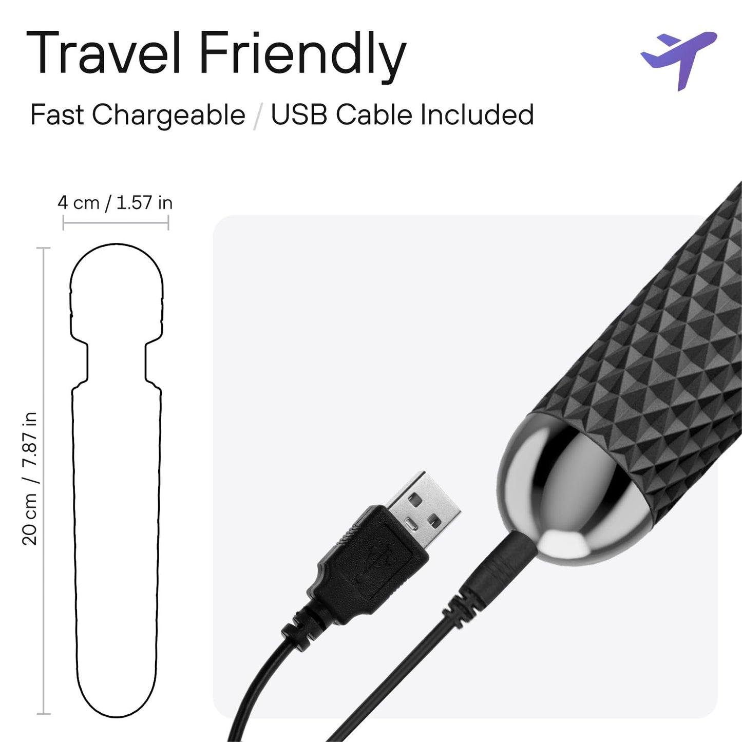 bed geek Wand Masajeador Corporal Personal Inalámbrico de Mano con Función de Memoria, Resistente al Agua, Recargable por USB, 20 Patrones de Vibración, 8 Velocidades, Silicona Suave para la Piel