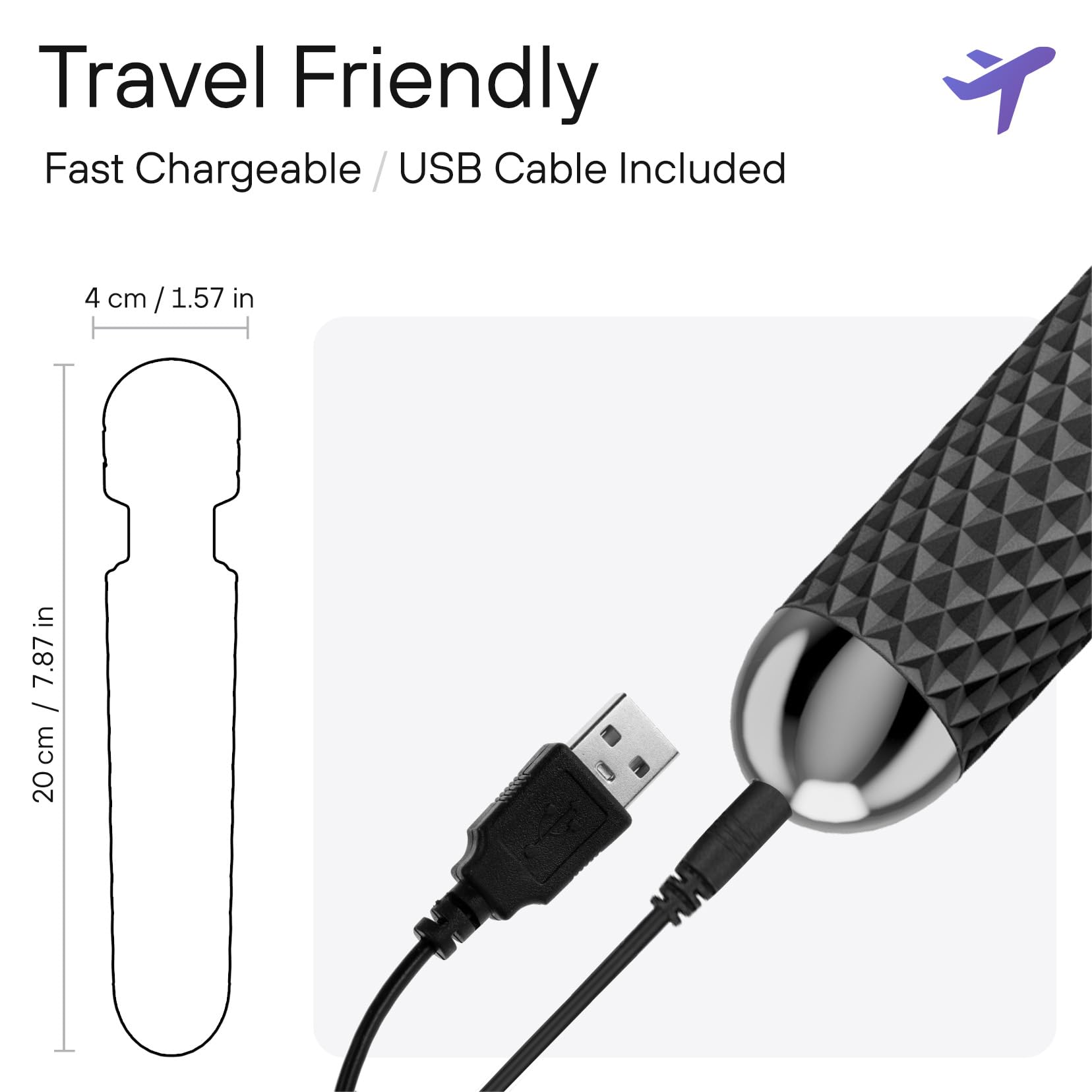 bed geek Wand Masajeador Corporal Personal Inalámbrico de Mano con Función de Memoria, Resistente al Agua, Recargable por USB, 20 Patrones de Vibración, 8 Velocidades, Silicona Suave para la Piel
